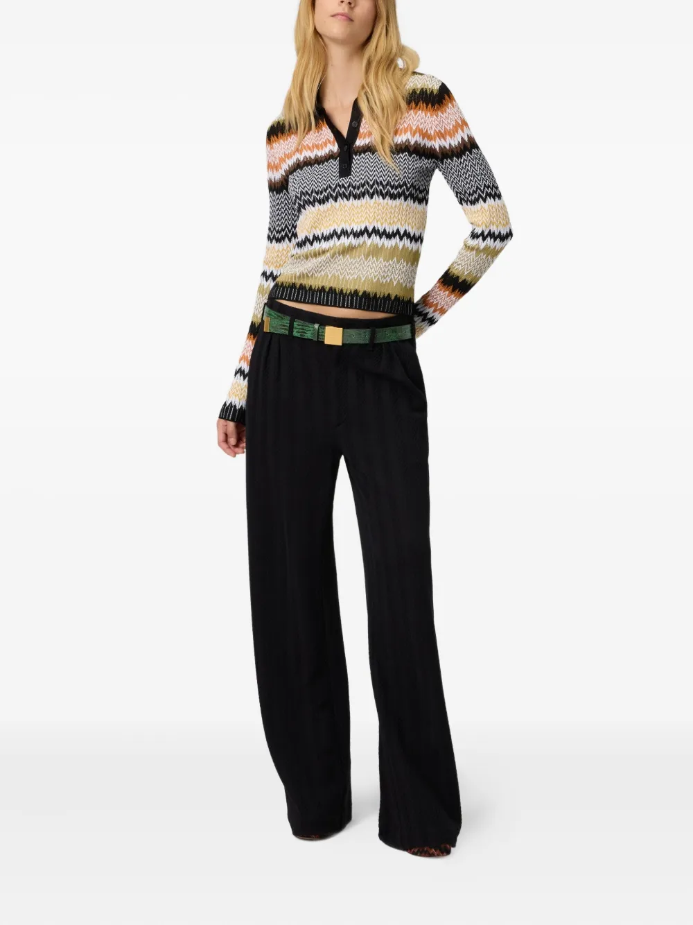Missoni chevron-pattern polo neck top - Veelkleurig
