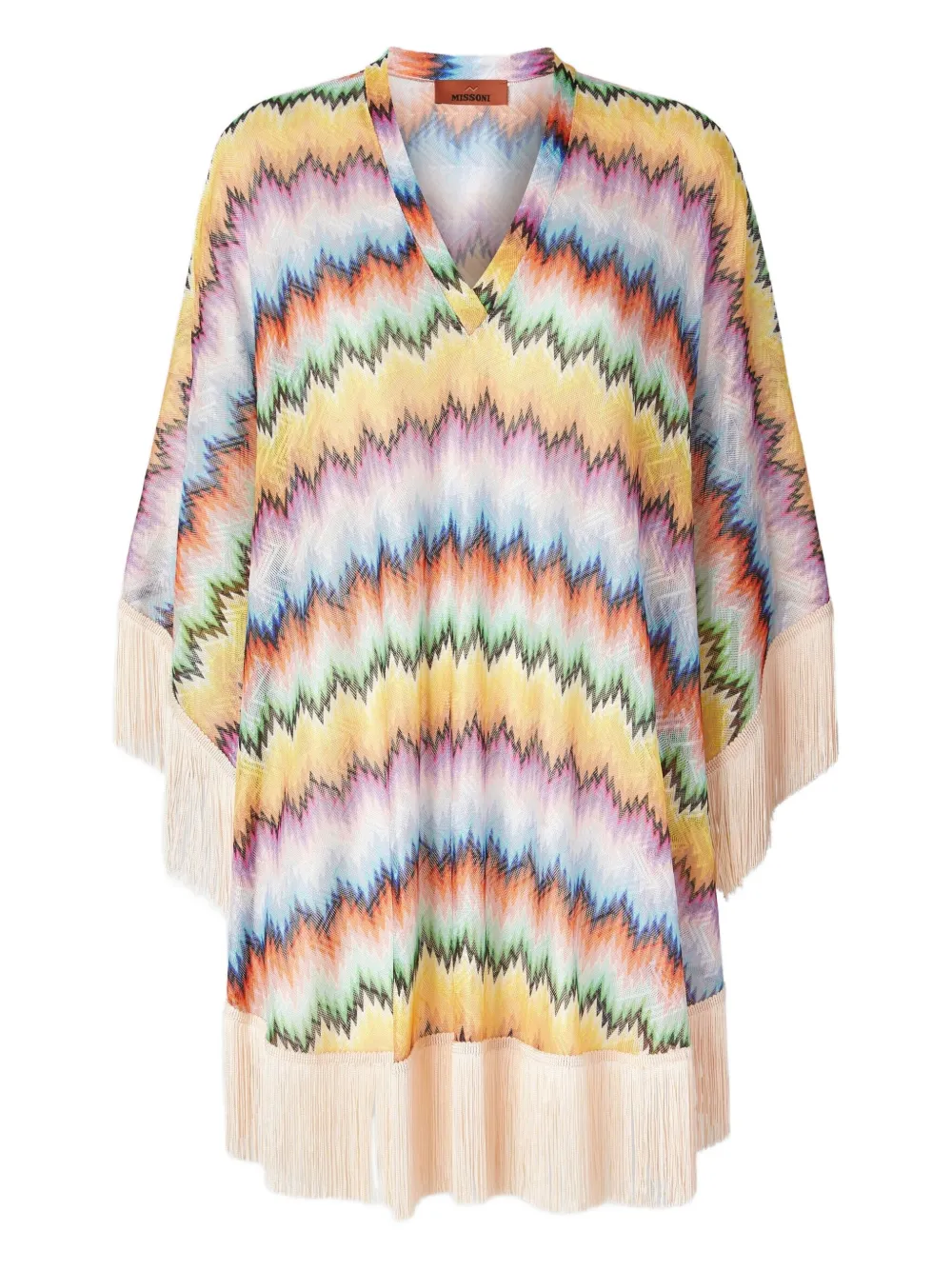 Missoni Zigzag-pattern Fringed Midi Dress In Multi