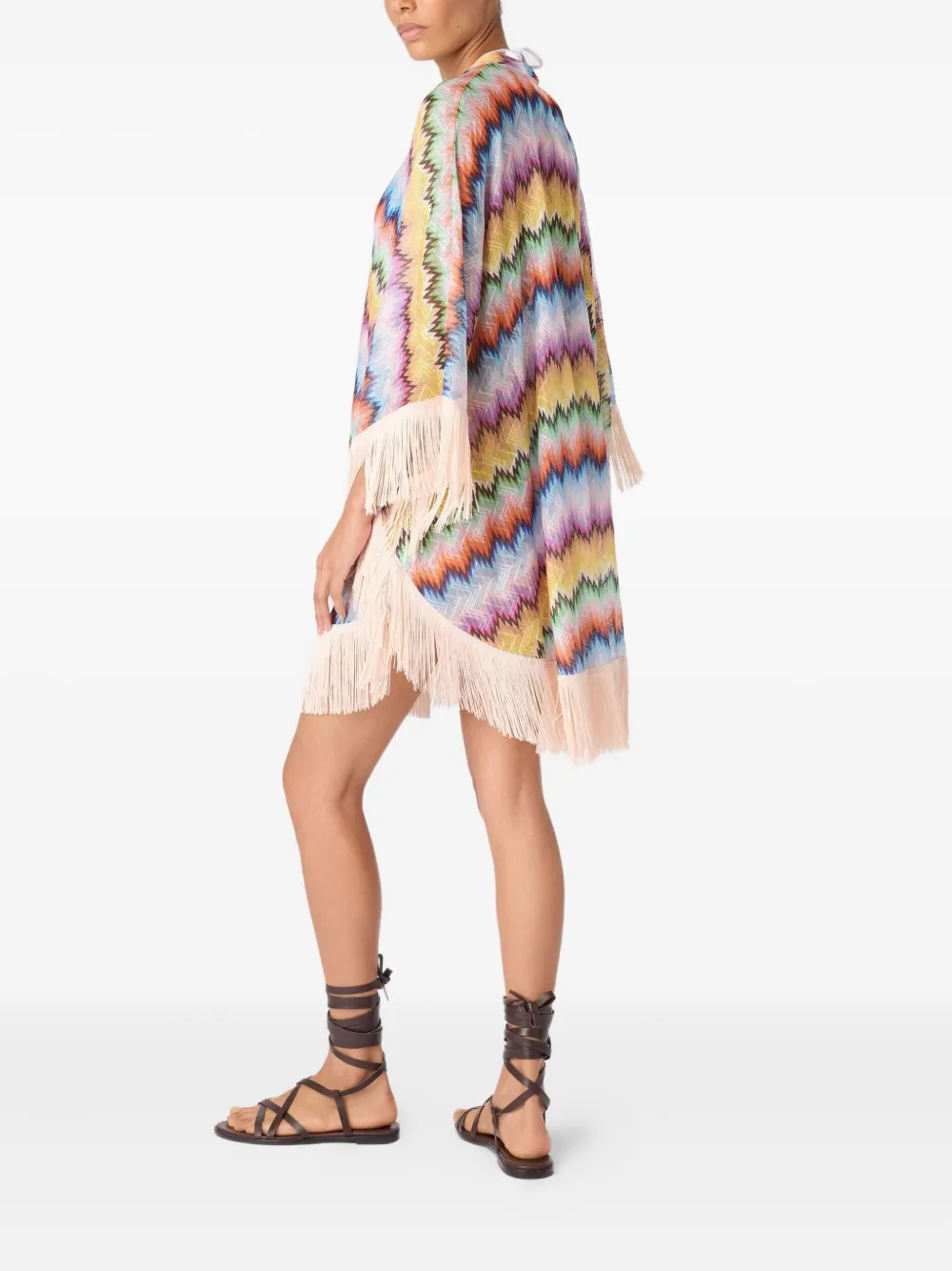 Missoni Zigzag-pattern Fringed Midi Dress In Multi