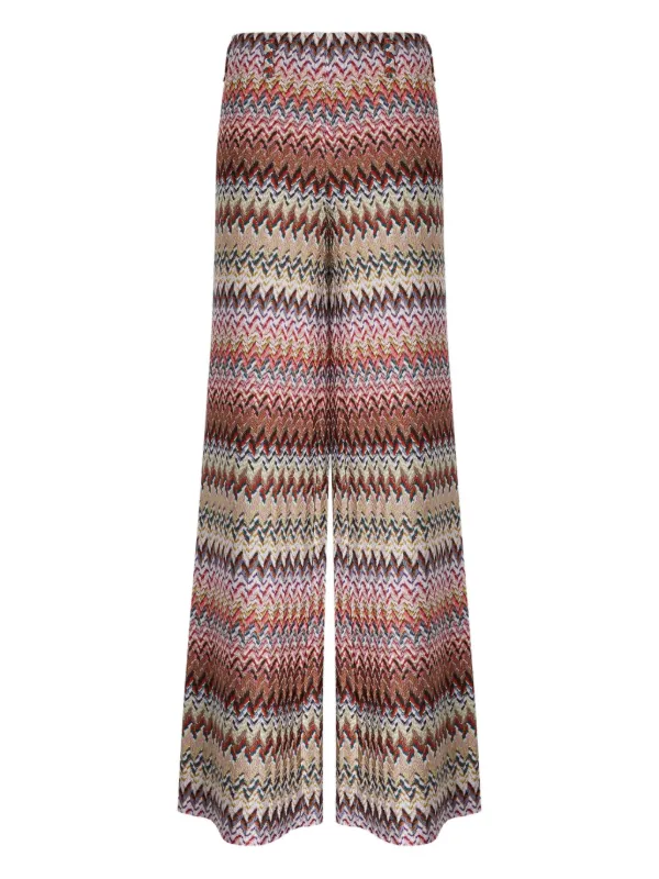 ミッソーニMISSONIフレアパンツ レディース42 新品 Zig Zag metallic flared pants in multicoloured - Missoni