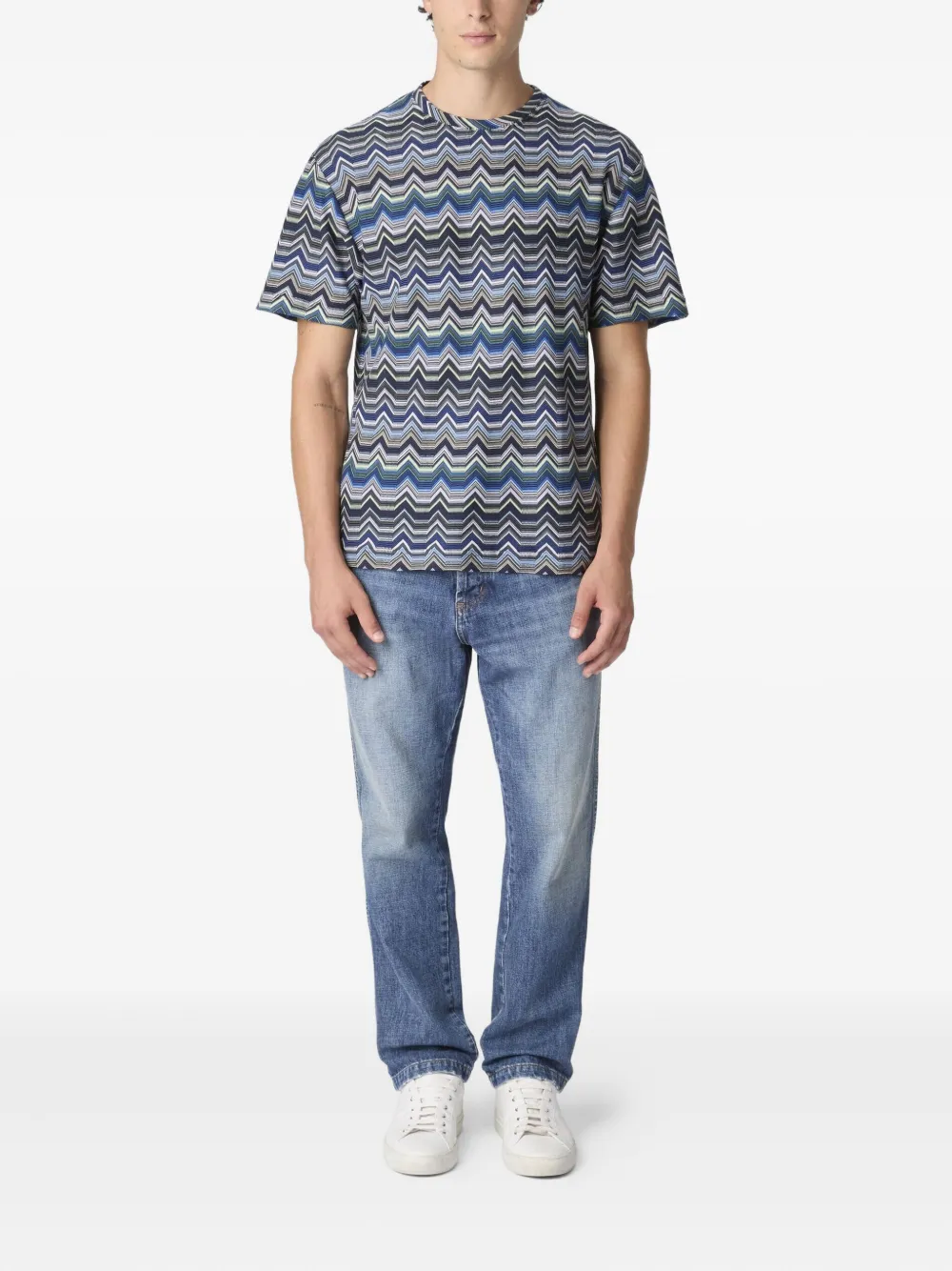 Missoni chevron-pattern short-sleeved t-shirt - Blauw