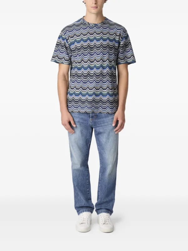 Missoni chevron-pattern short-sleeved t-shirt | Blue | FARFETCH