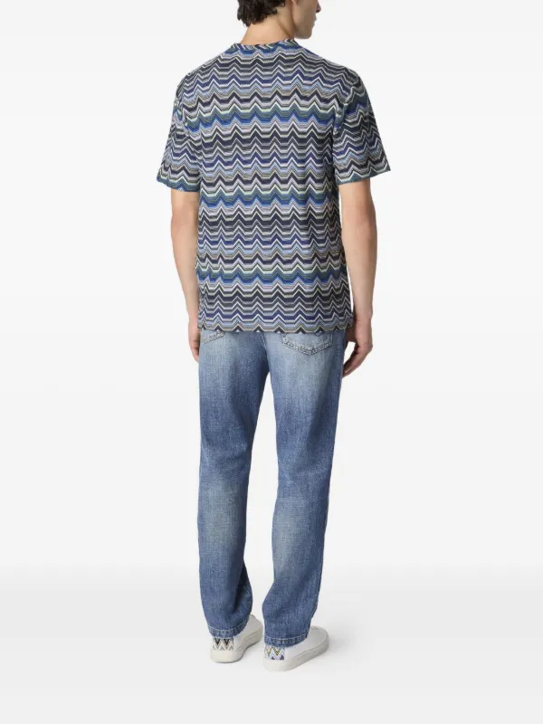 Missoni chevron-pattern short-sleeved t-shirt | Blue | FARFETCH