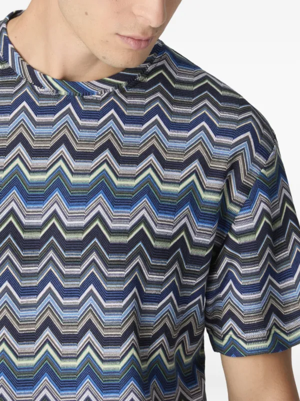 Missoni chevron-pattern short-sleeved t-shirt | Blue | FARFETCH