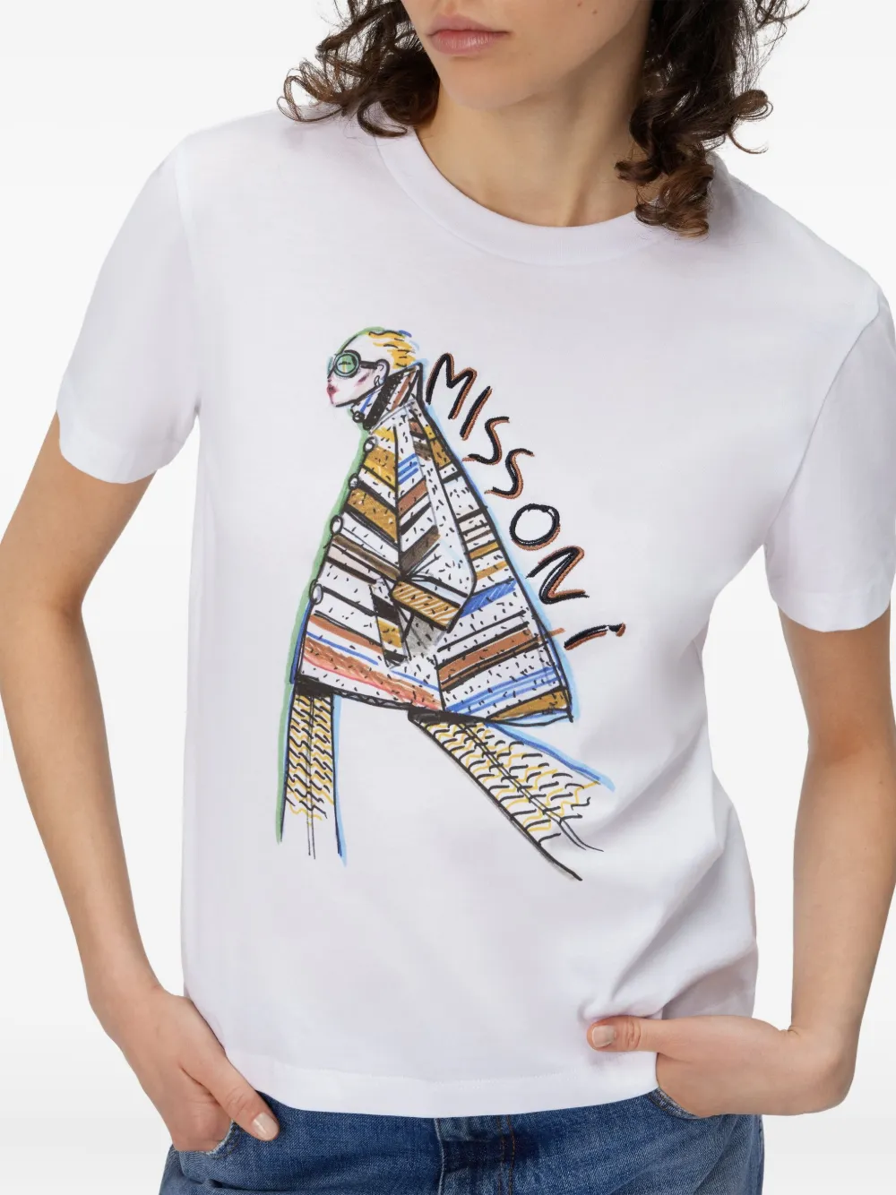 Missoni T-shirt met grafische print Wit