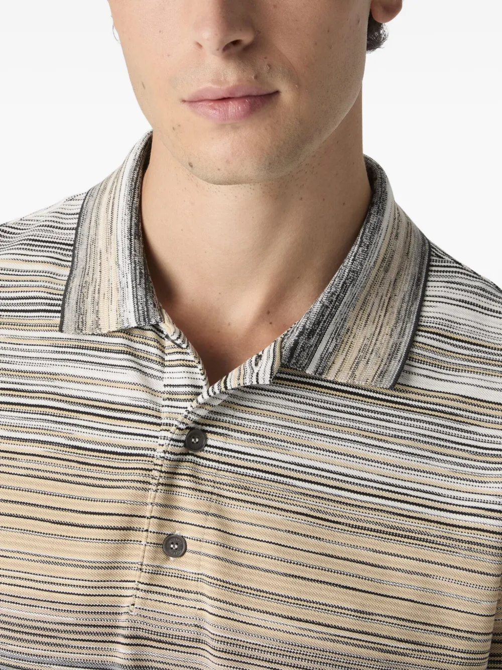 Missoni striped long-sleeve polo shirt Grijs