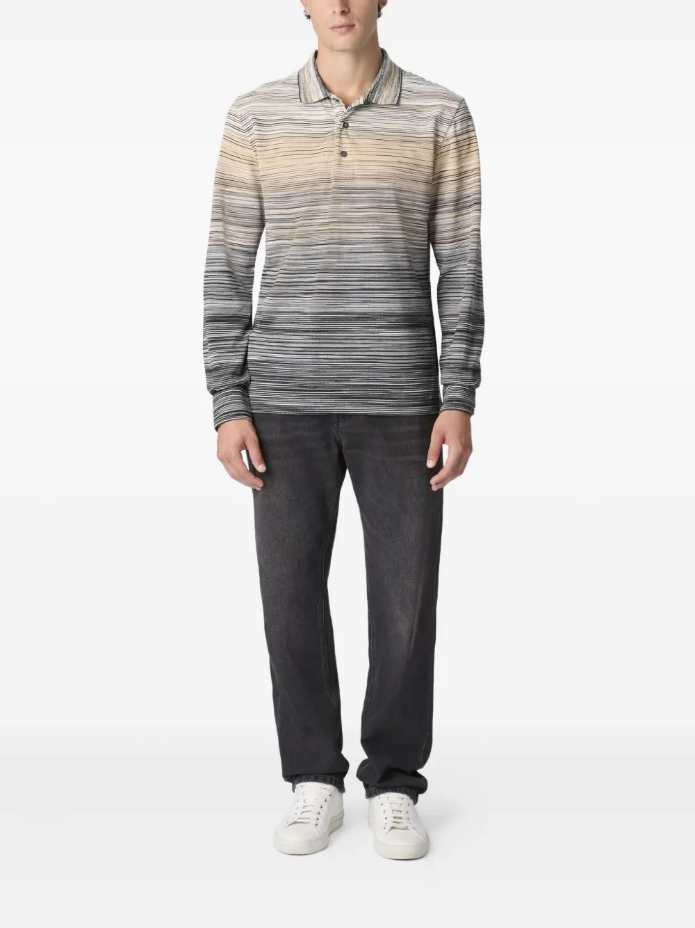 Missoni striped long-sleeve polo shirt - Grijs