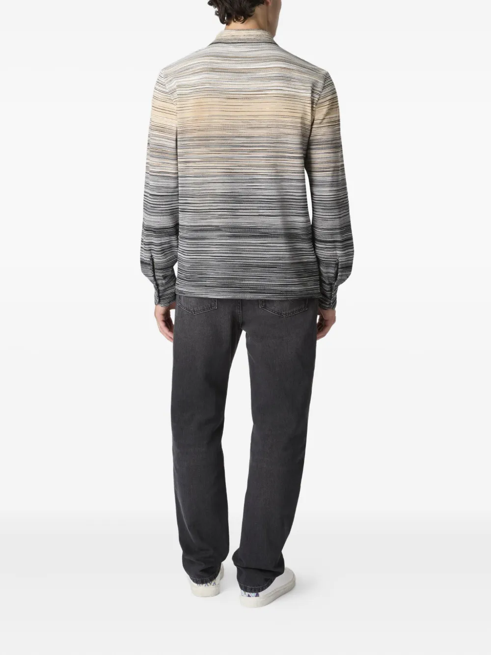 Missoni striped long-sleeve polo shirt Grijs