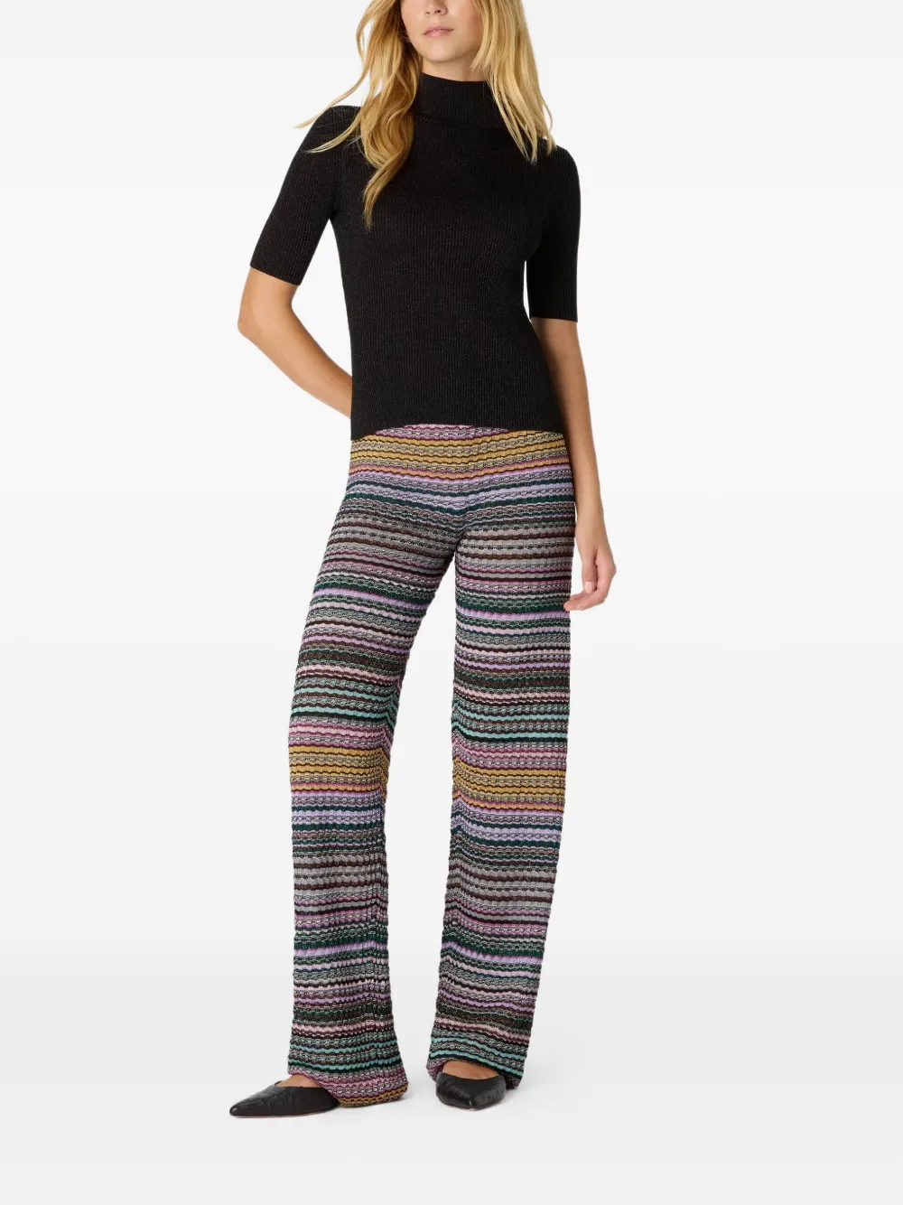 Missoni striped-pattern knit trousers - Blauw