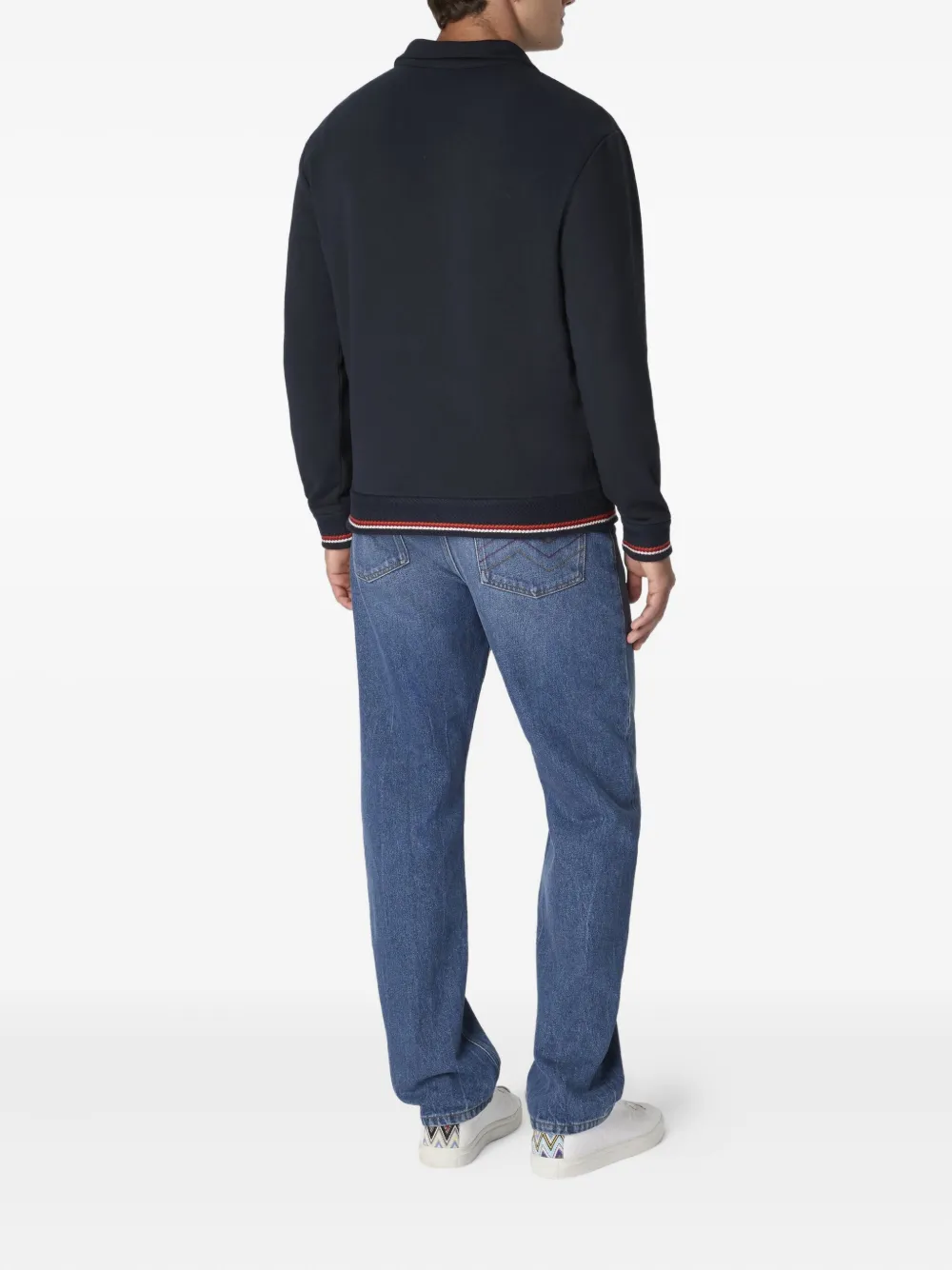 Missoni zip-up logo-embroidered sweater Blauw