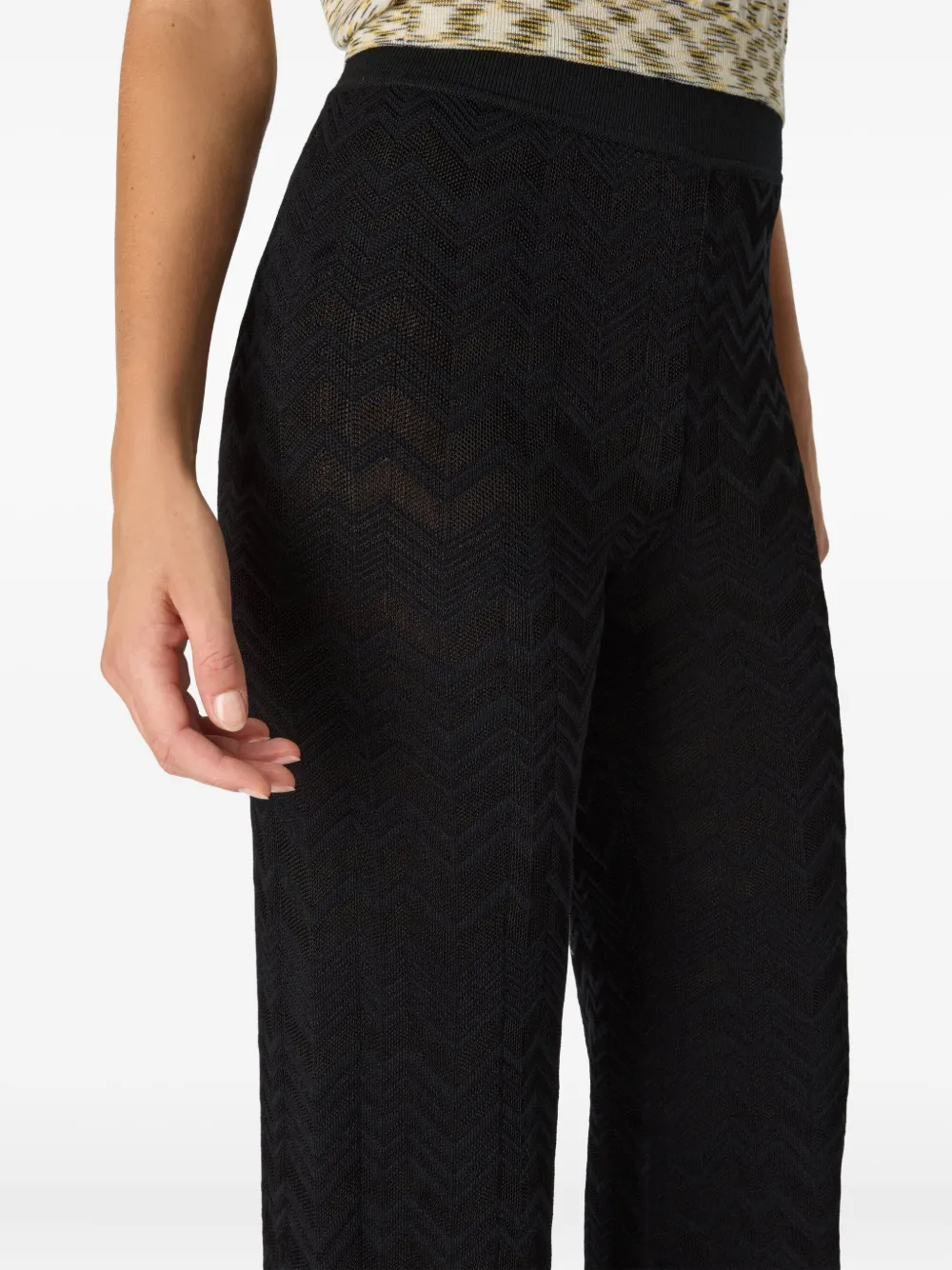 Missoni Gebreide broek met chevron-patroon Zwart