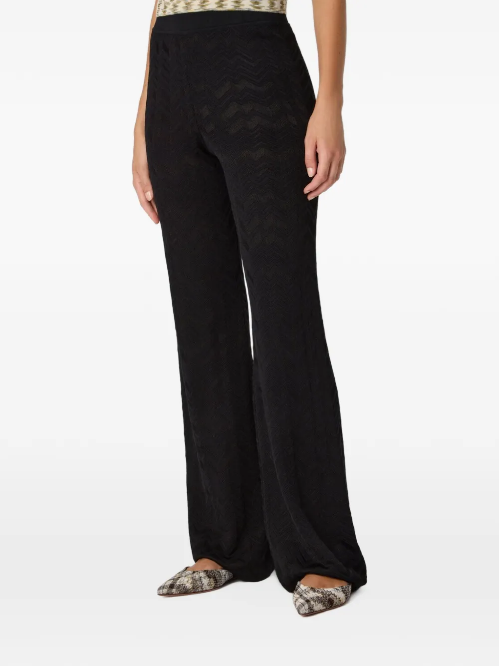 Missoni Gebreide broek met chevron-patroon Zwart
