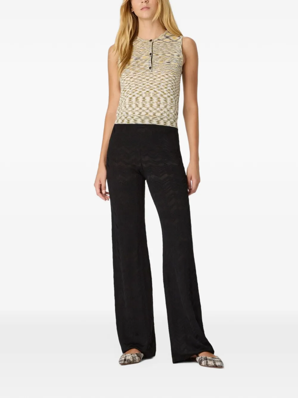 Missoni Gebreide broek met chevron-patroon Zwart