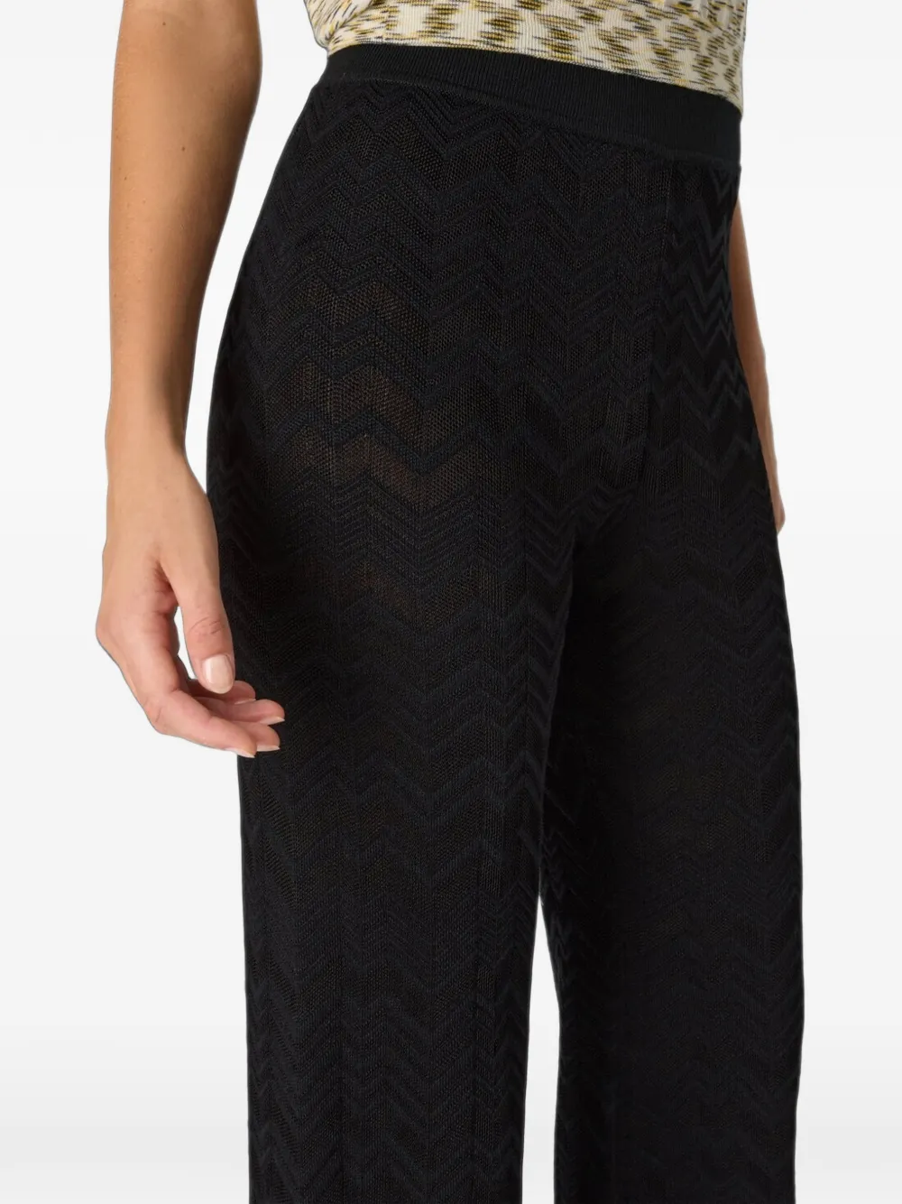 Missoni Gebreide broek met chevron-patroon Zwart