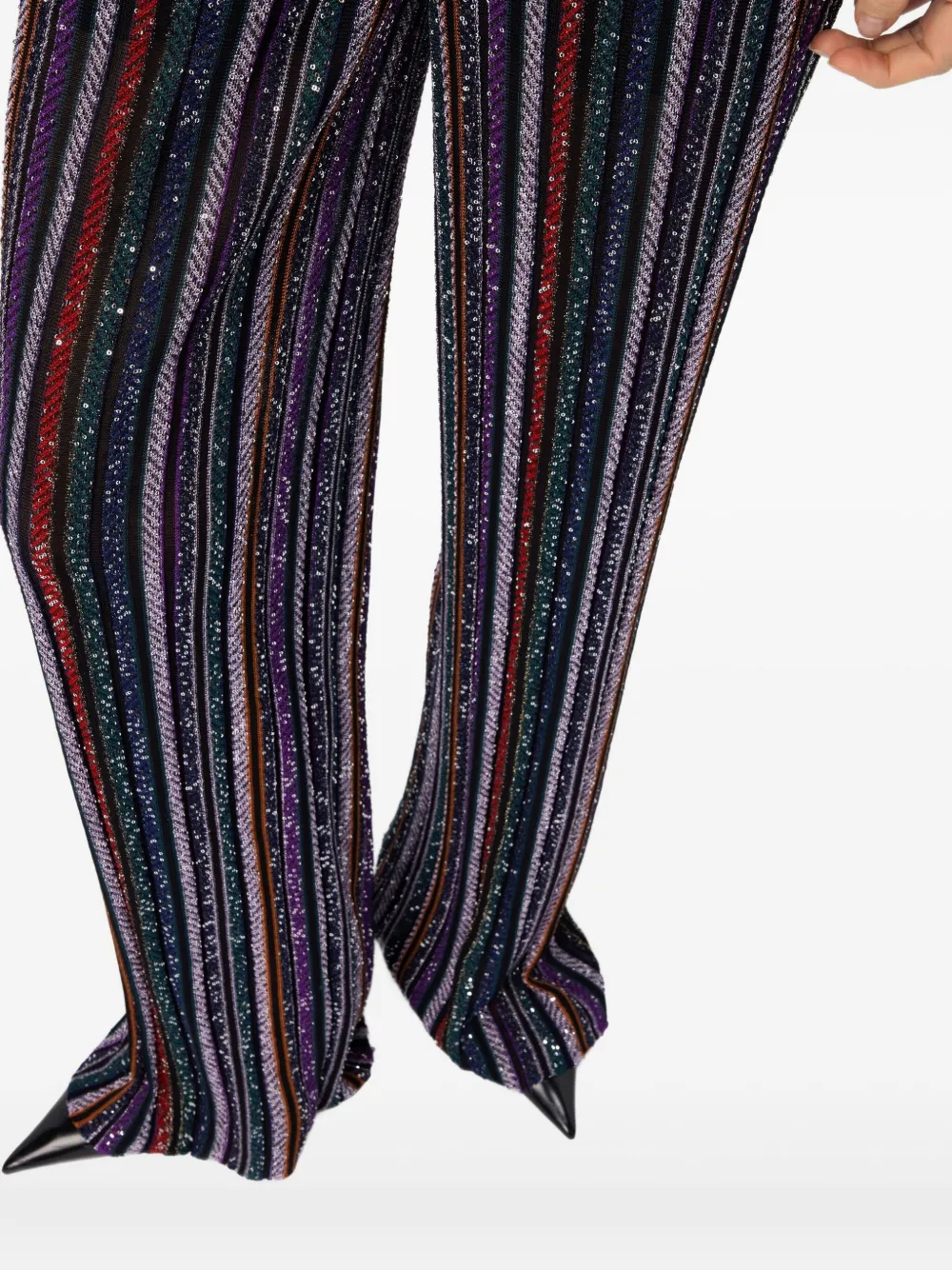Missoni herringbone-striped sequin-embellished trousers Zwart