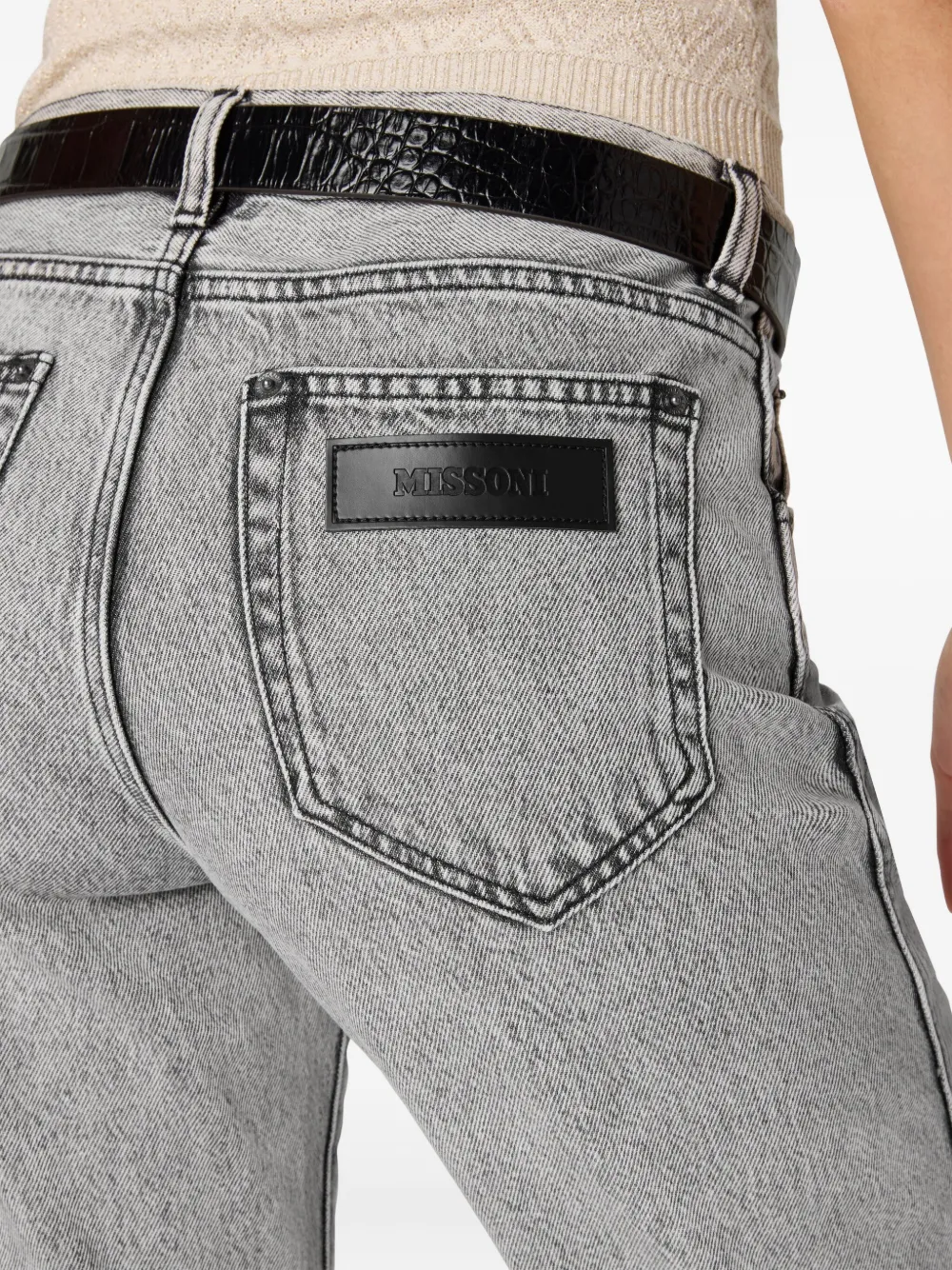 Missoni Jeans met logoplakkaat en acid wassing Grijs