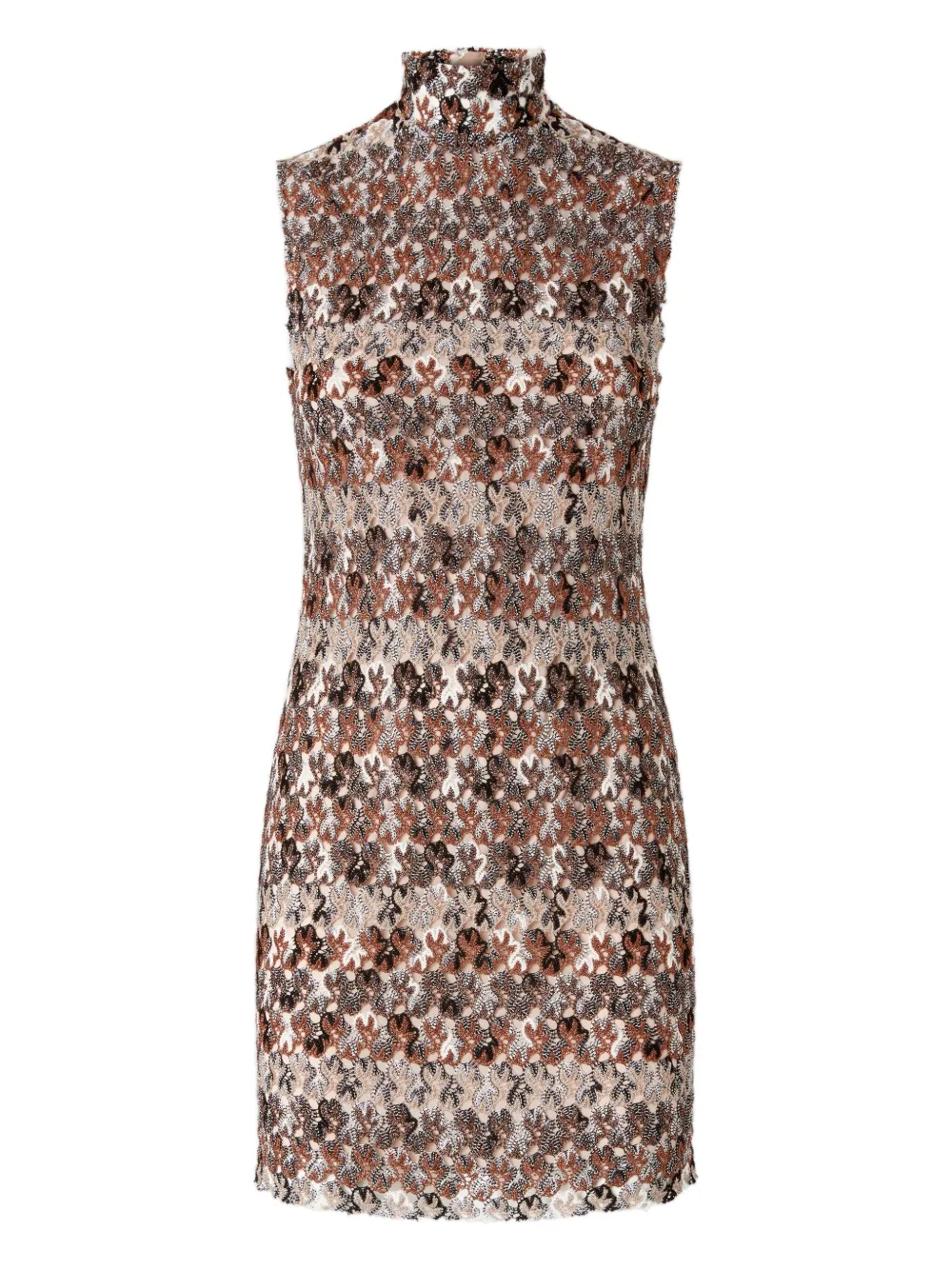 Missoni Floral-lace Sleeveless Mini Dress In Brown