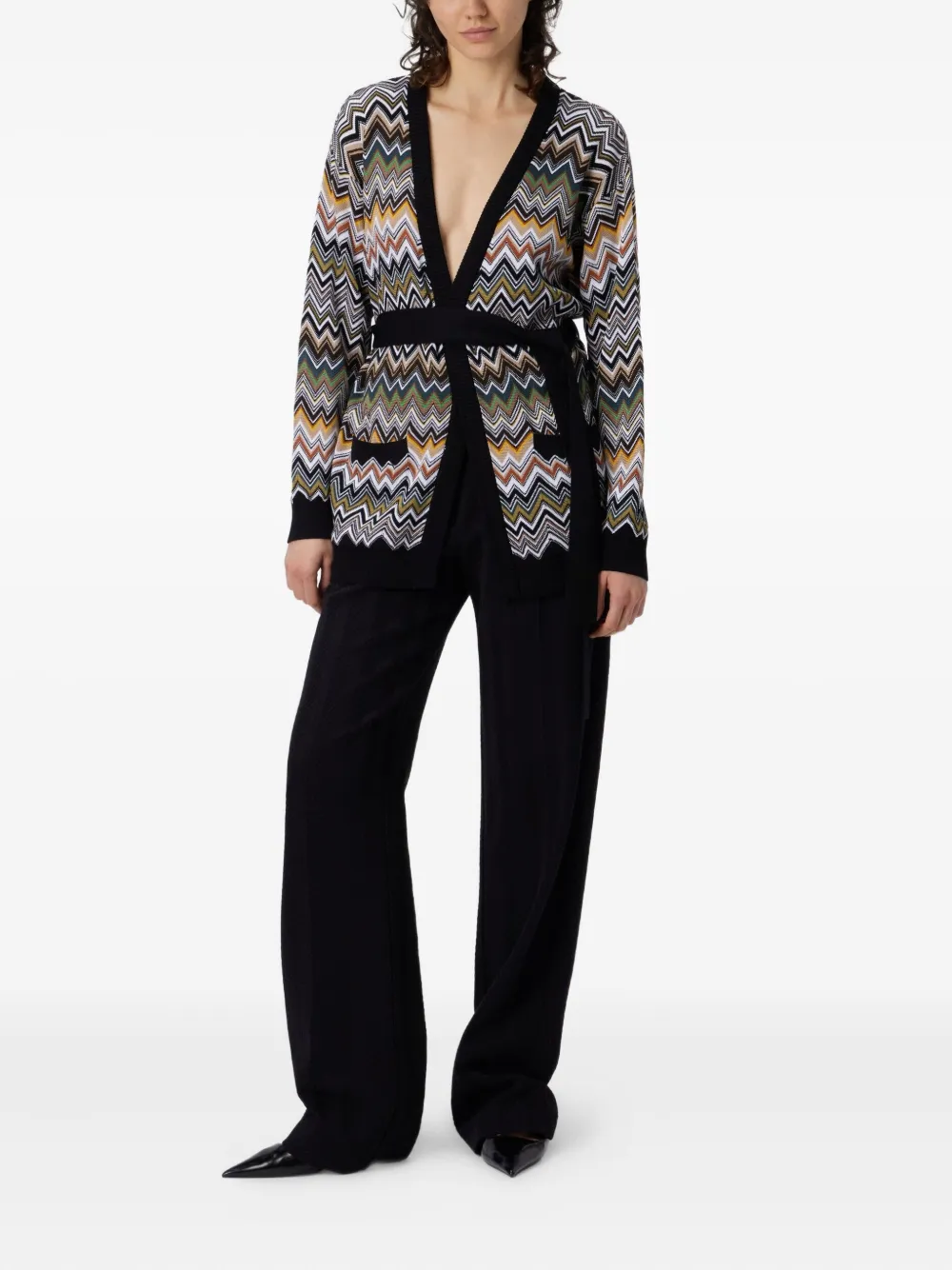 Missoni Vest met chevron patroon en ceintuur Zwart