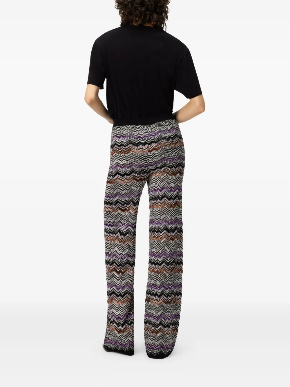 Missoni Chevron-pattern Knit Straight Trousers In Black