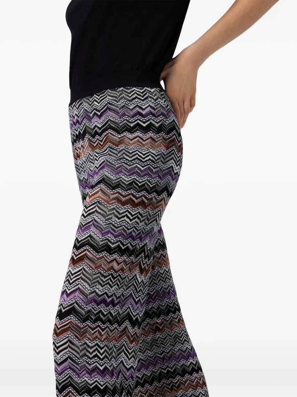 Missoni Chevron-pattern Knit Straight Trousers In Black