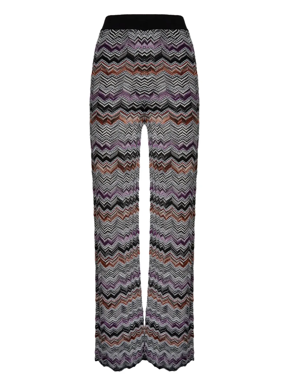 Missoni Chevron-pattern Knit Straight Trousers In Black
