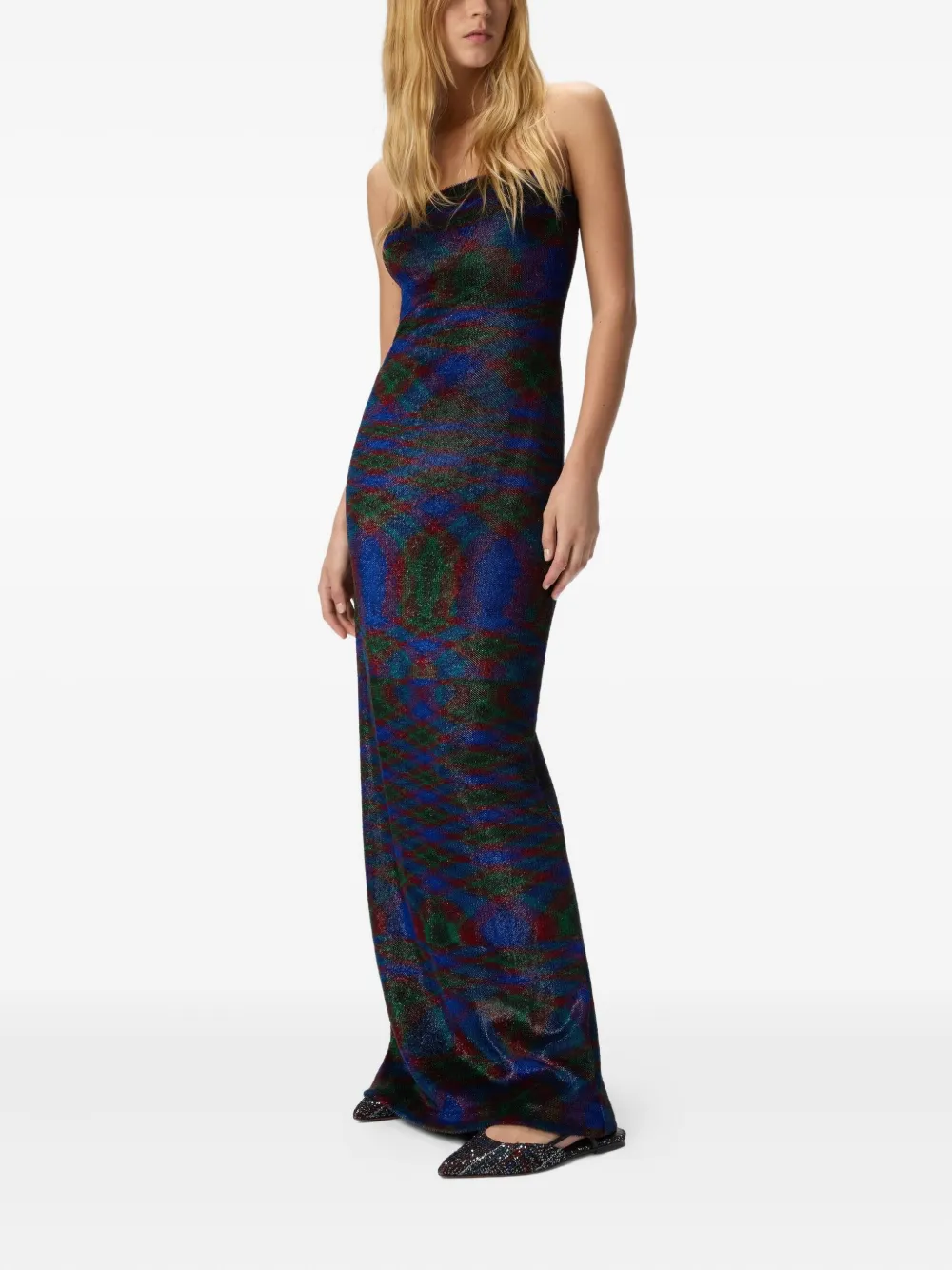 Missoni Strapless maxi-jurk met patroon - Blauw
