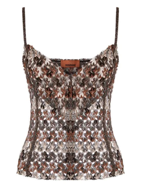 Missoni crochet-embellishment top