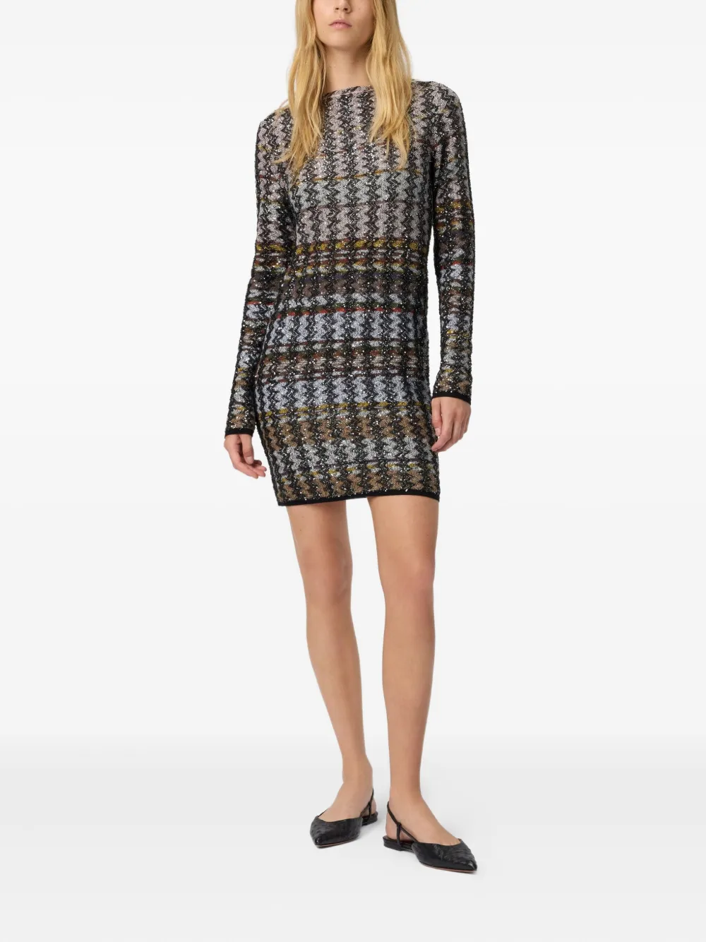 Missoni embellished houndstooth mini dress Zilver