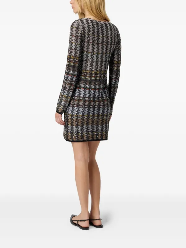 Missoni Embellished Houndstooth Mini Dress | Silver | FARFETCH