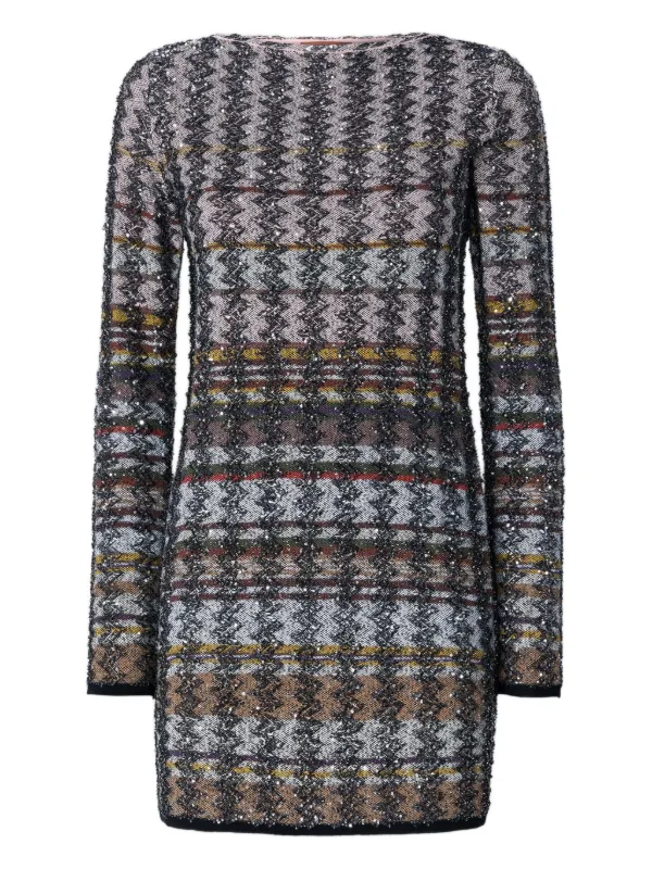 missoni silver dress Missoni Striped Sequin-embellished Knitted Midi Dress Silver Missoni