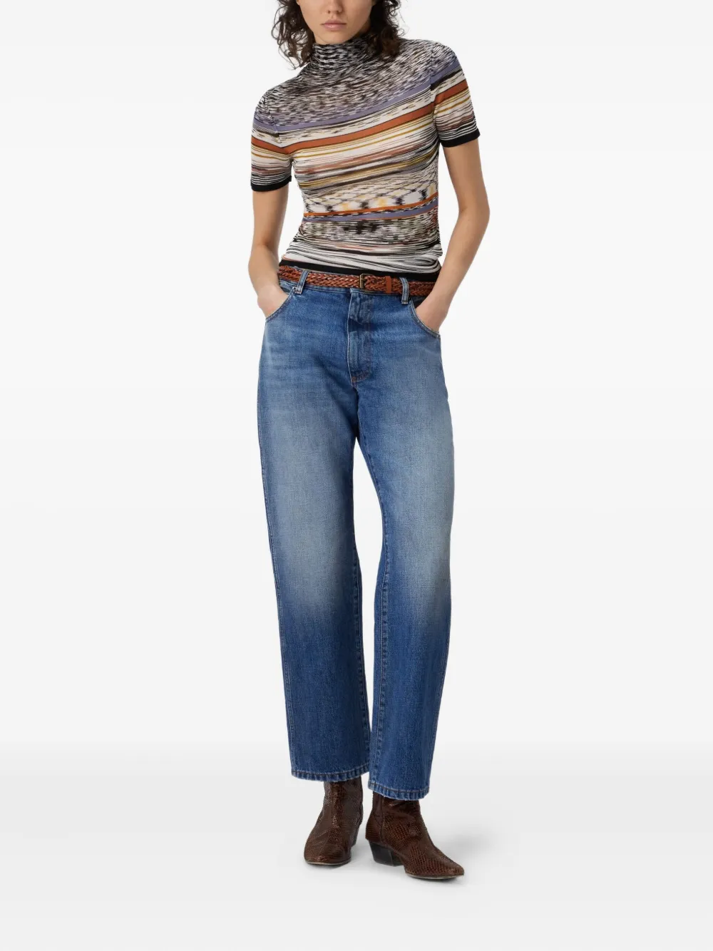 Missoni stripe-pattern turtleneck top Zwart