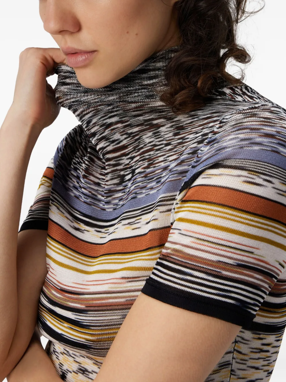 Missoni stripe-pattern turtleneck top Zwart
