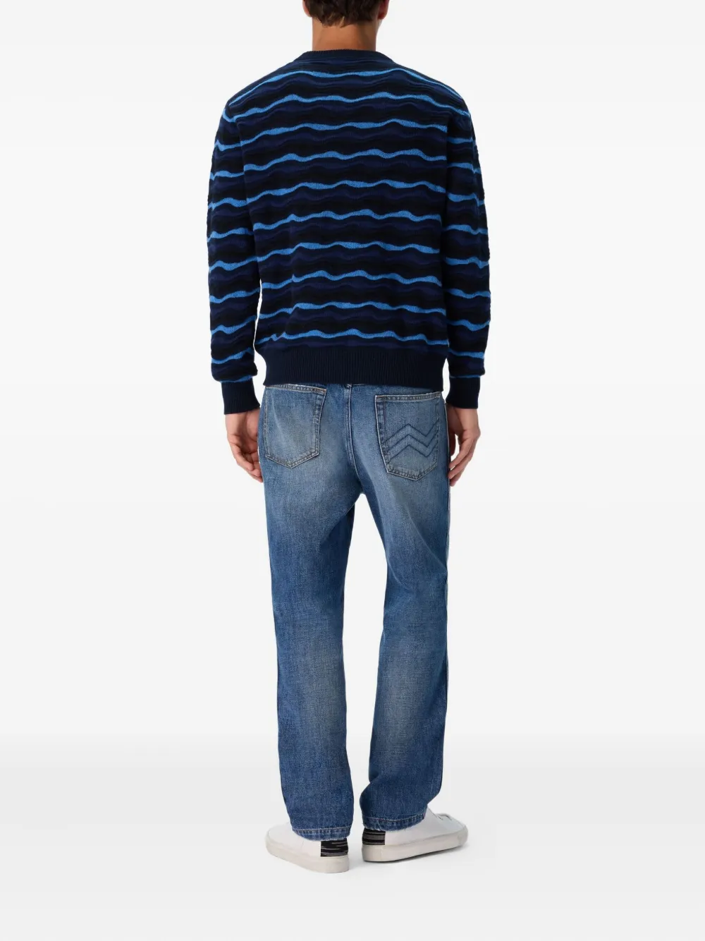 Missoni wave-pattern crew-neck polo shirt Zwart