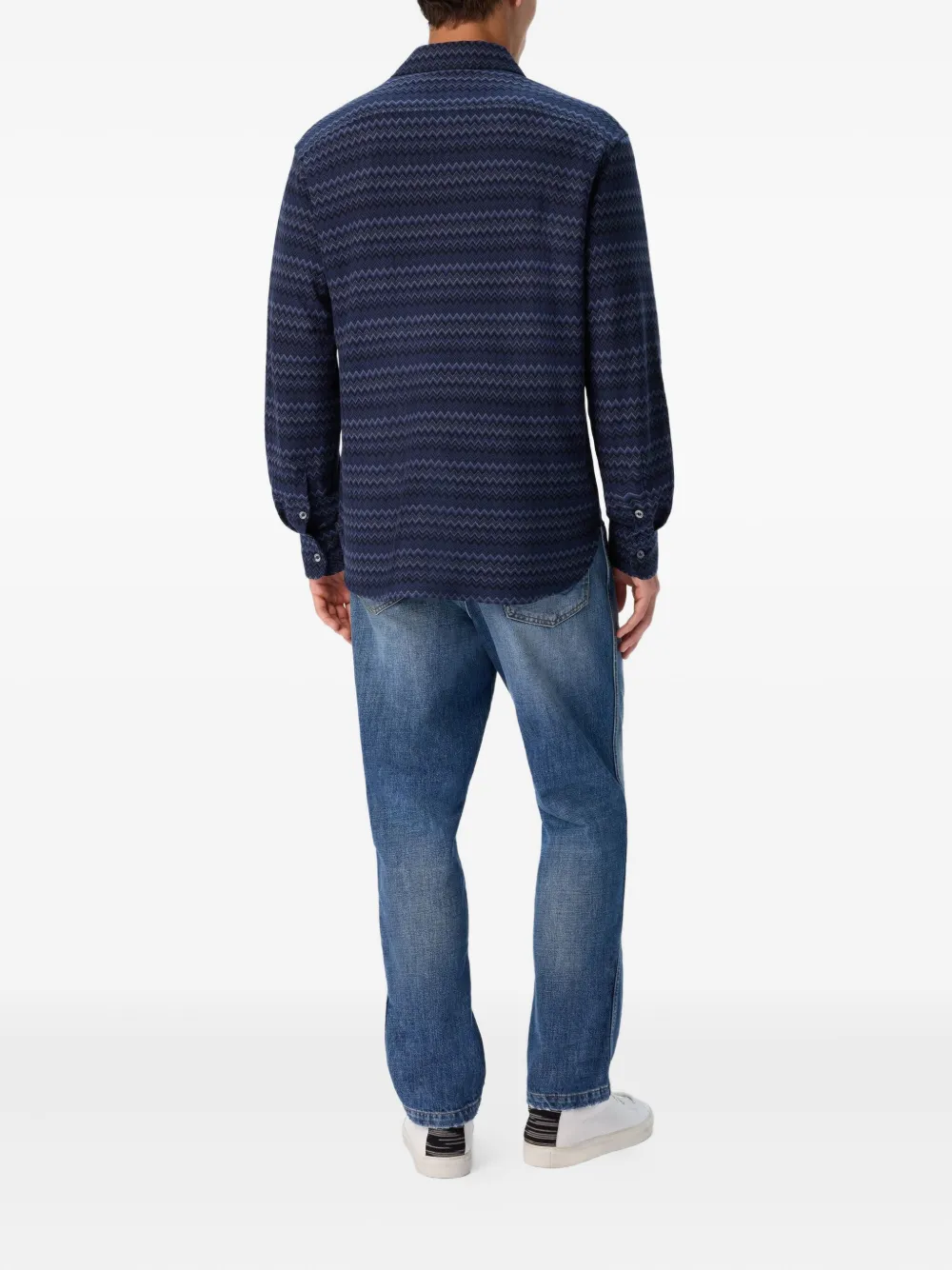 Missoni chevron-pattern cotton shirt Blauw