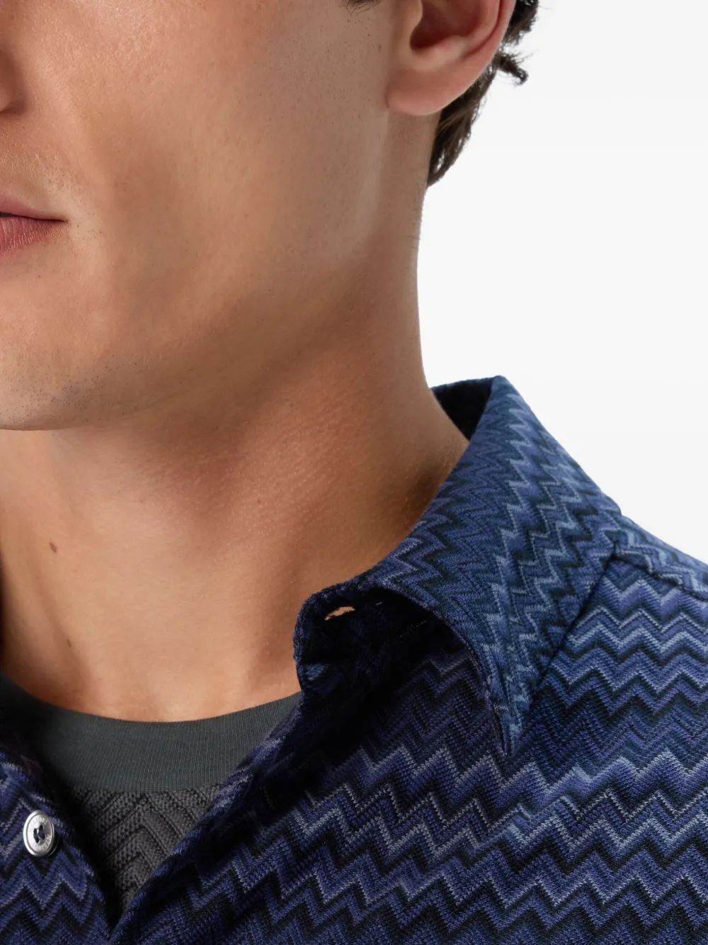 Missoni chevron-pattern cotton shirt Blauw