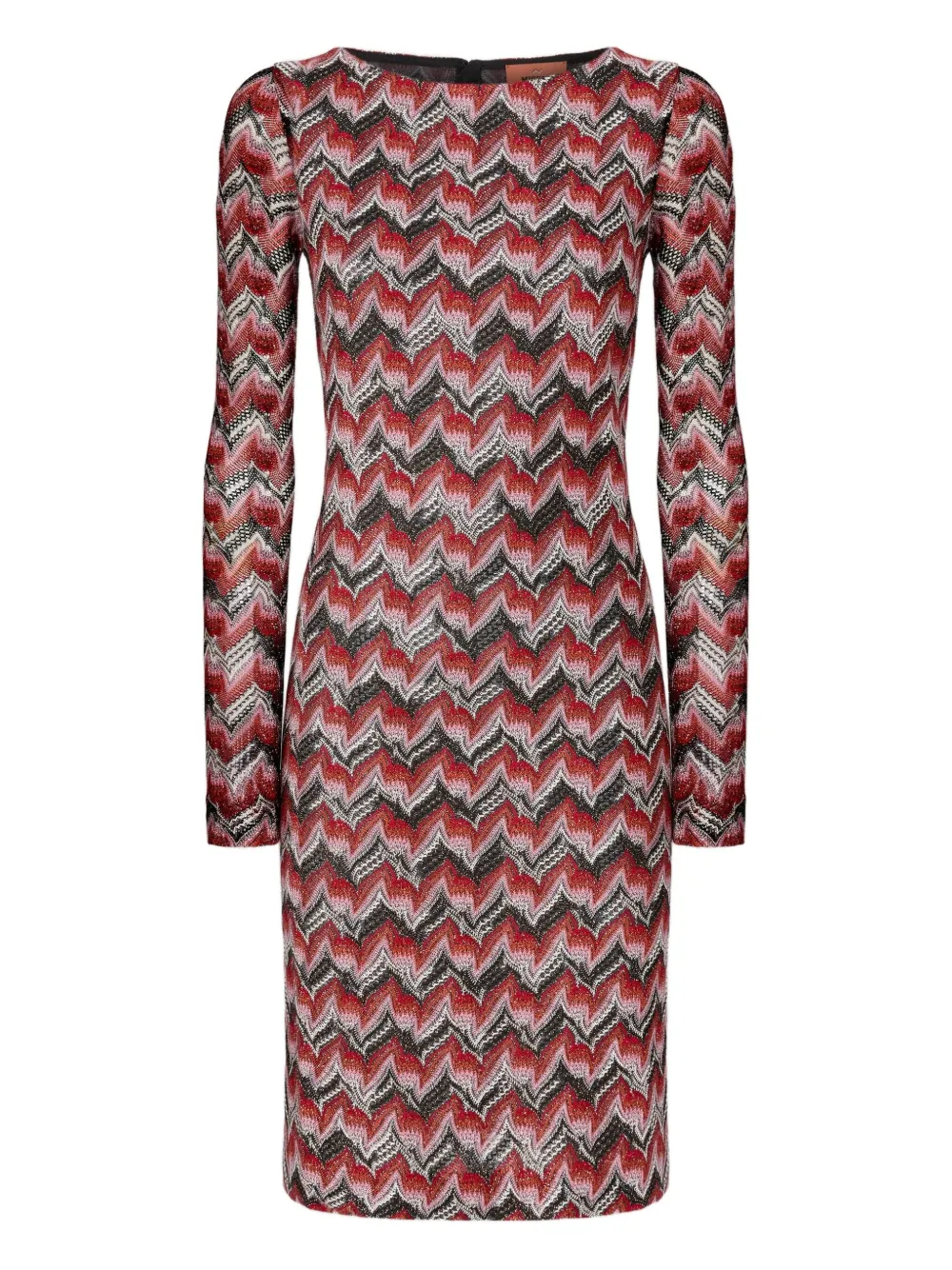 Missoni Chevron-pattern Long-sleeve Midi Dress In Red