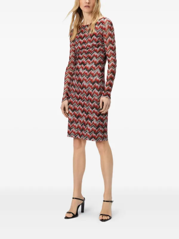 long sleeve chevron dress Purple Chevron Striped Long Sleeve Midi Dress