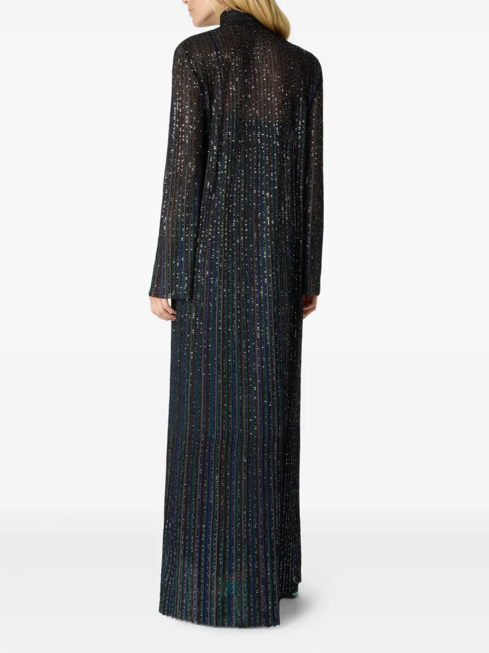 Missoni Maxi-jurk verfraaid met pailletten en hoge hals Blauw