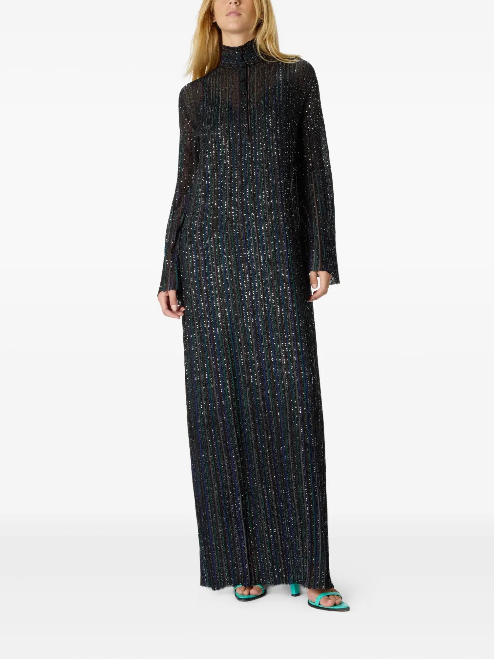 Missoni sequin-embellishment high-neck maxi dress - Blauw