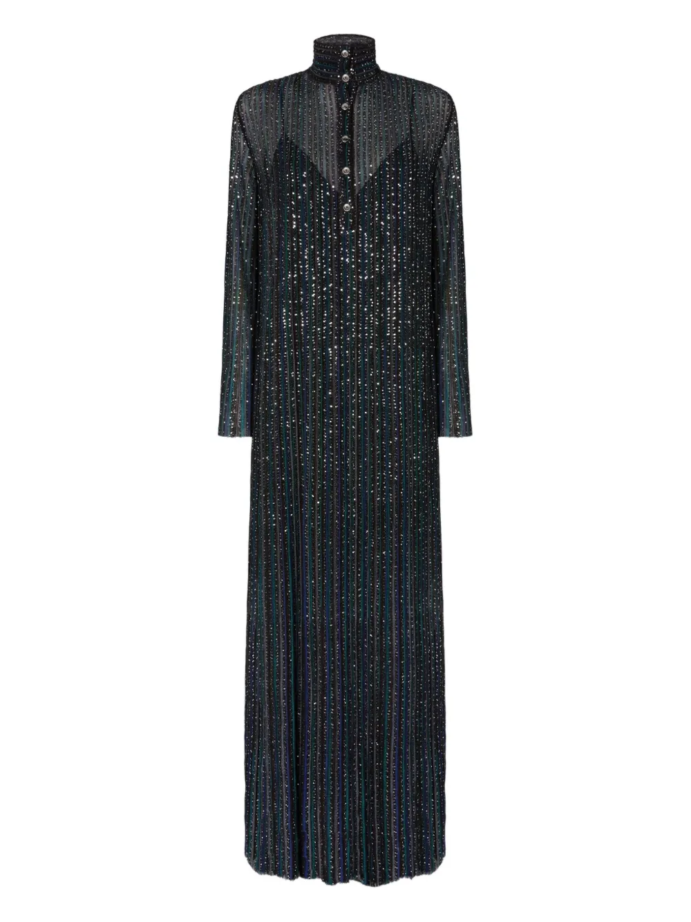 Missoni Maxi-jurk verfraaid met pailletten en hoge hals Blauw