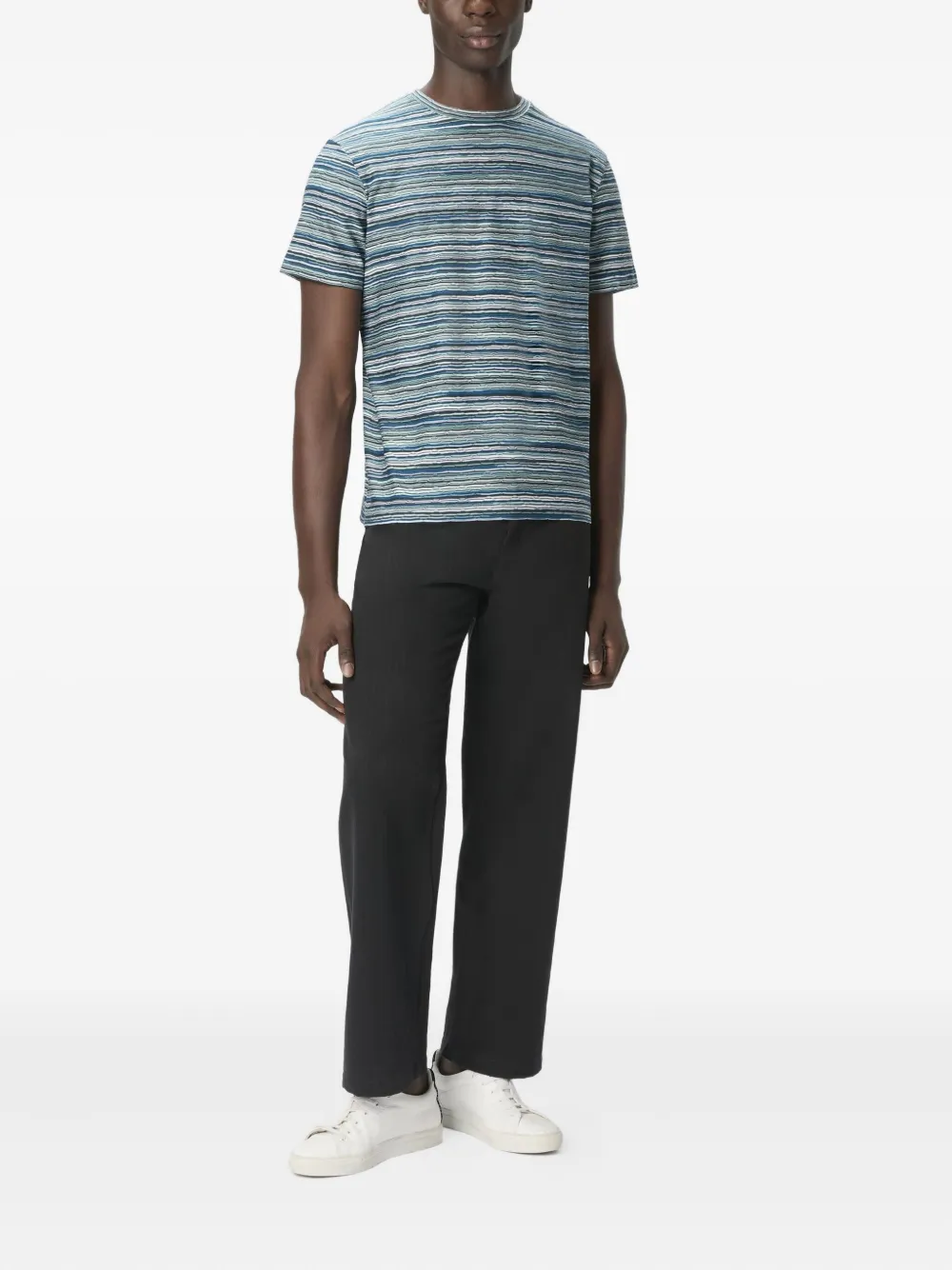 Missoni flame-zigzag pattern crew-neck T-shirt Blauw