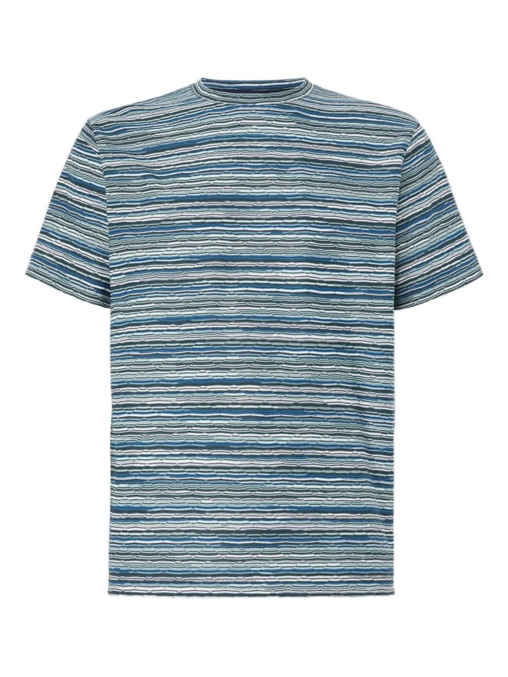 Missoni flame-zigzag pattern crew-neck T-shirt - ブルー Missoni flame-zigzag pattern crew-neck T-shirt - ブルー