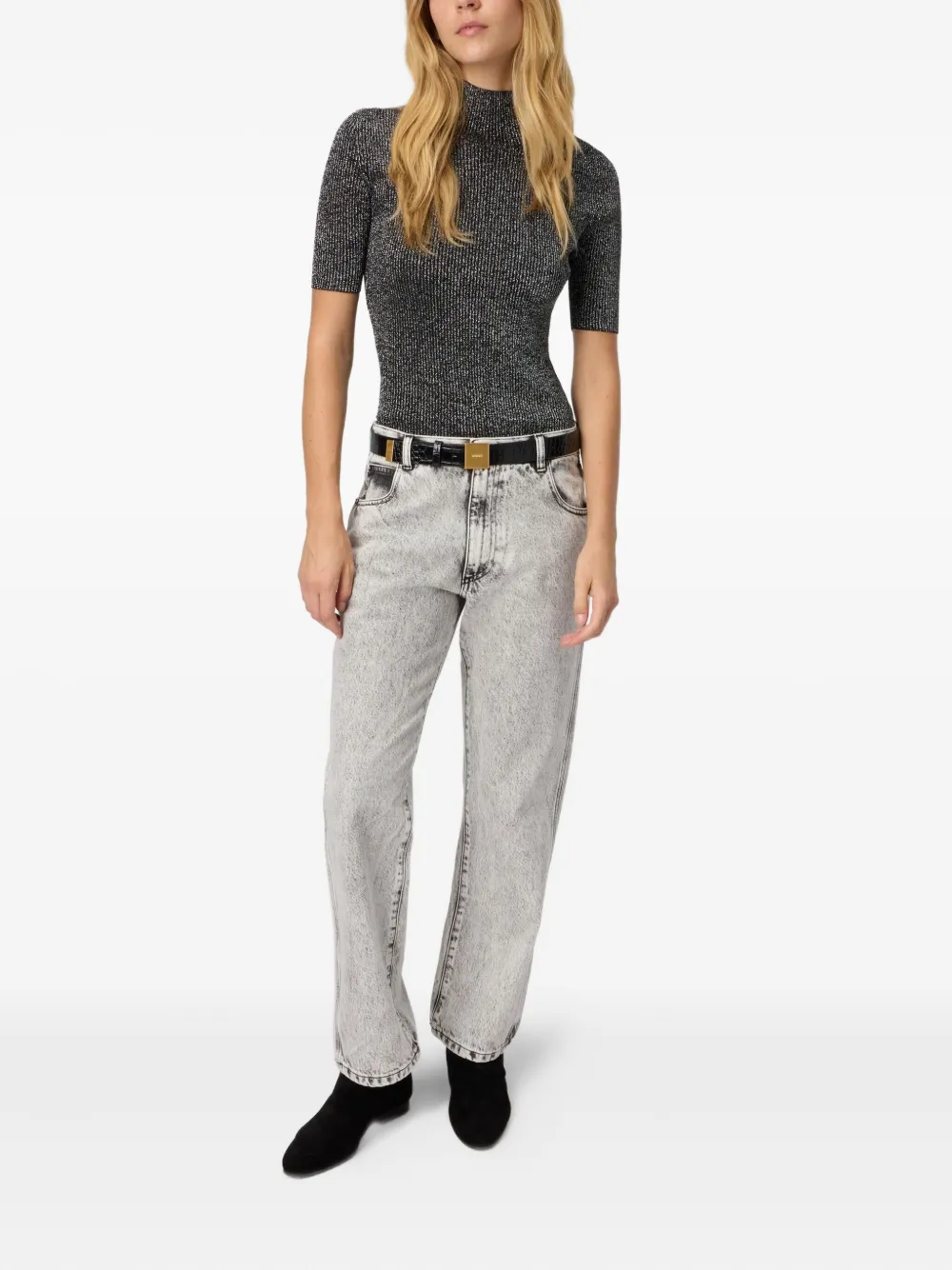 Missoni metallic-effect ribbed-knit top Zwart