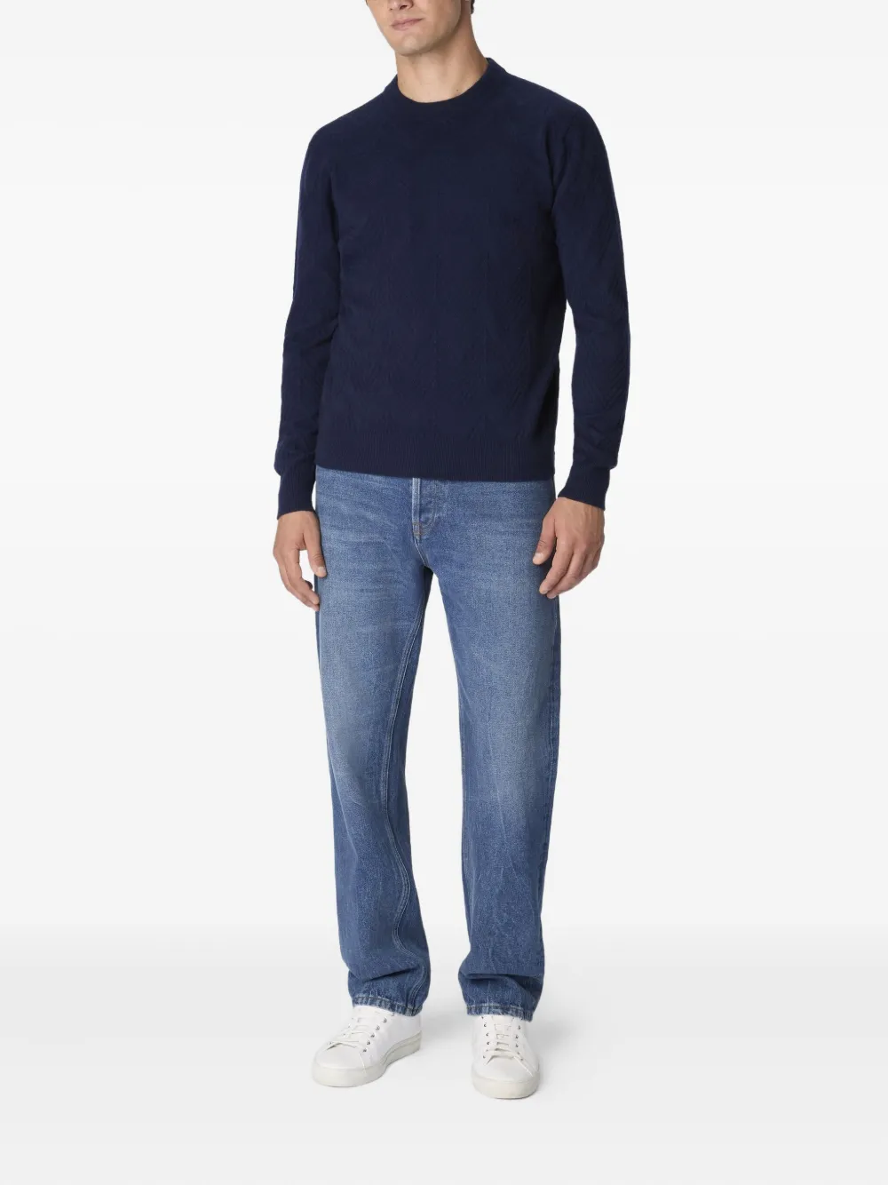 Missoni herringbone-pattern crew-neck sweater - Blauw