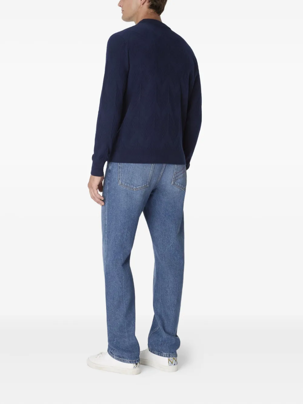 Missoni herringbone-pattern crew-neck sweater Blauw