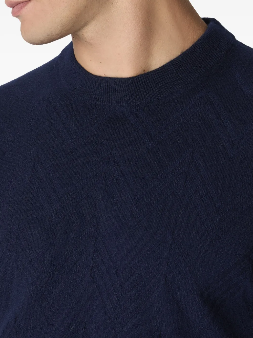 Missoni herringbone-pattern crew-neck sweater Blauw