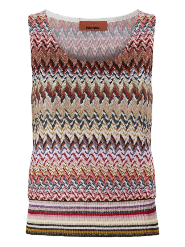 新品タグ付き MISSONI 赤白ストライプ ノースリーブ 42 MC23SQ03BR00TF-SM99G-5