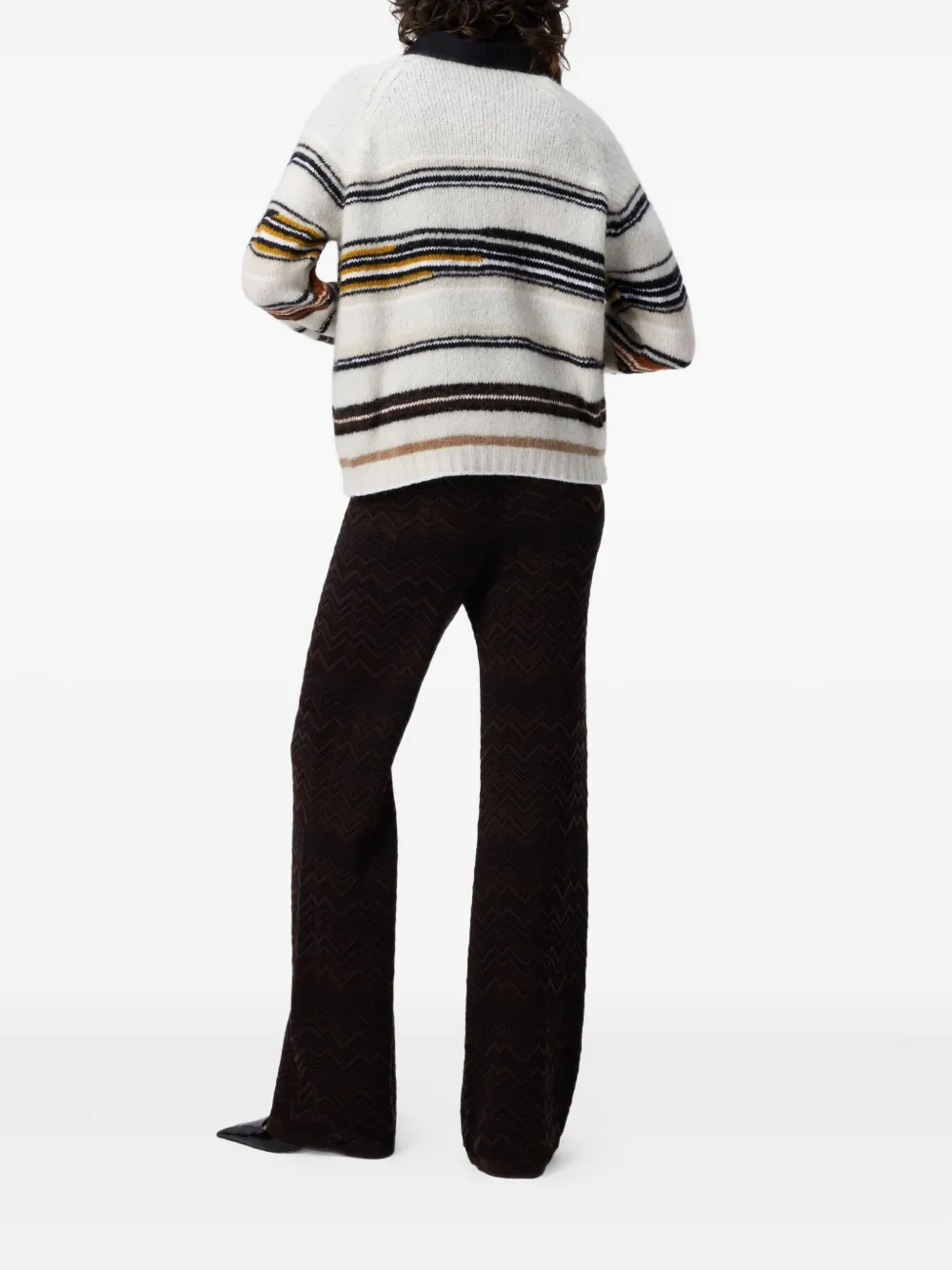 Missoni Zigzag-pattern Flared Trousers In Brown