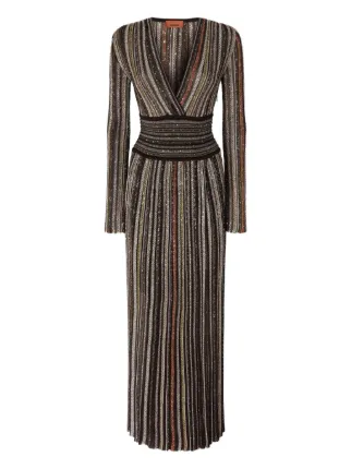 missoni dresses Missoni Summer Knit Colorful Herringbone Print Open Beck Maxi Dress roschic