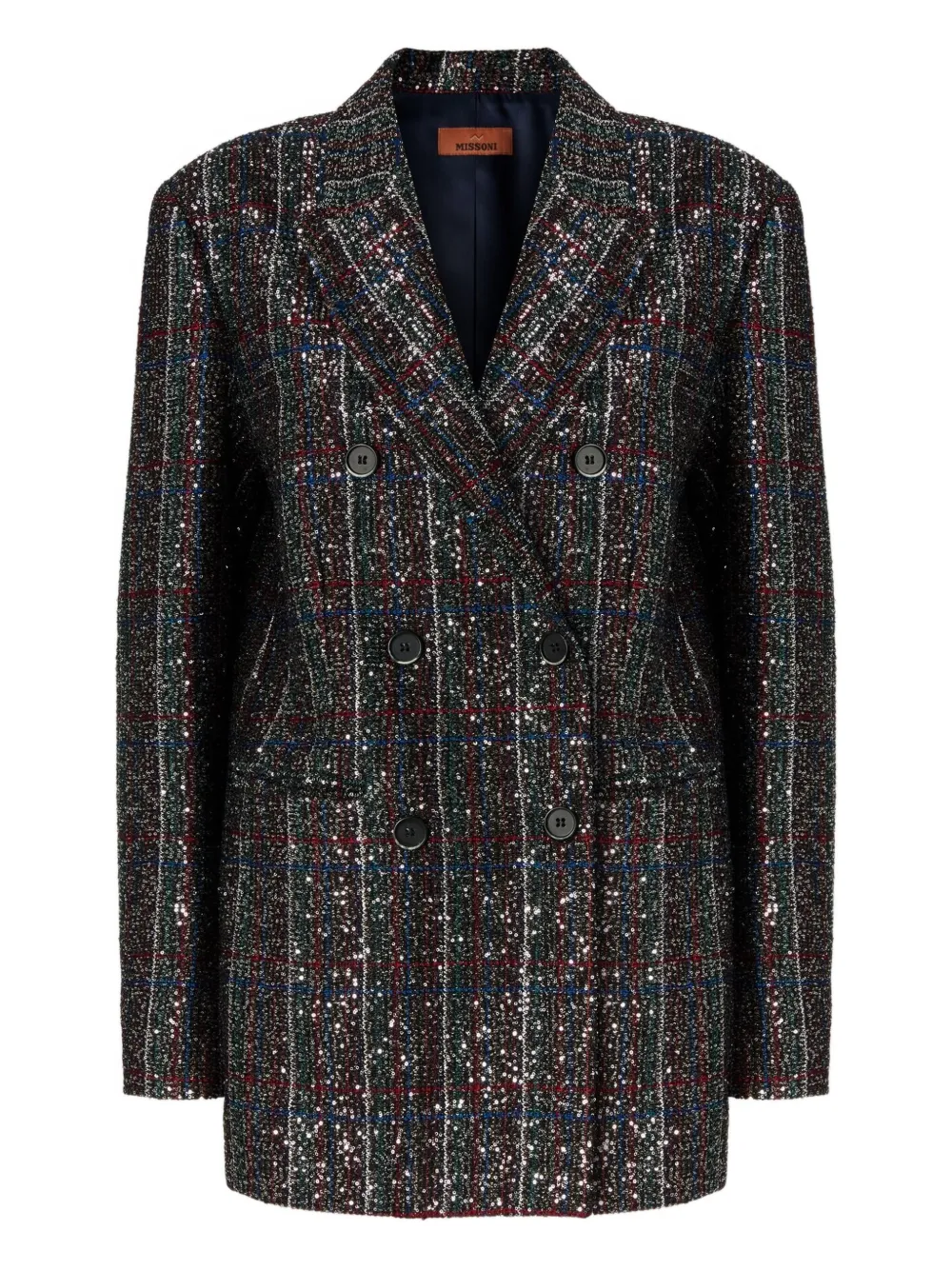 Missoni Sequin-embellished Double-breasted Blazer In Black